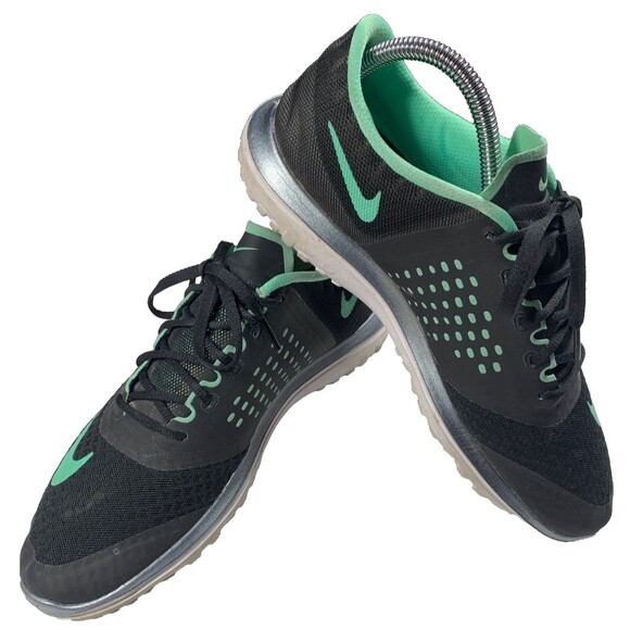 Nike Fitsole Run Sneakers Running Womens size 10 Black Green 2016 Athletic - Picture 1 of 9